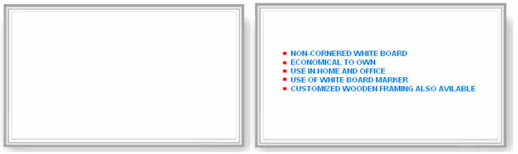 CUSTOMIZED FRAMING WHITE BOARD WITHOUT CORNERS